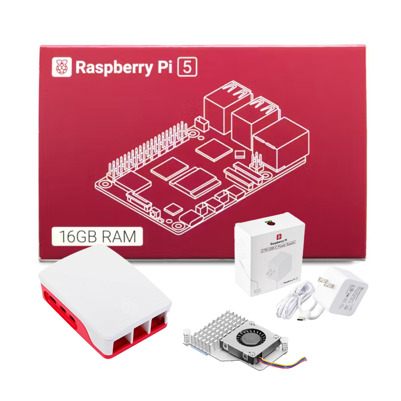 Raspberry Pi 5 16GB Starter Kit - Red/White Case – AAAWave