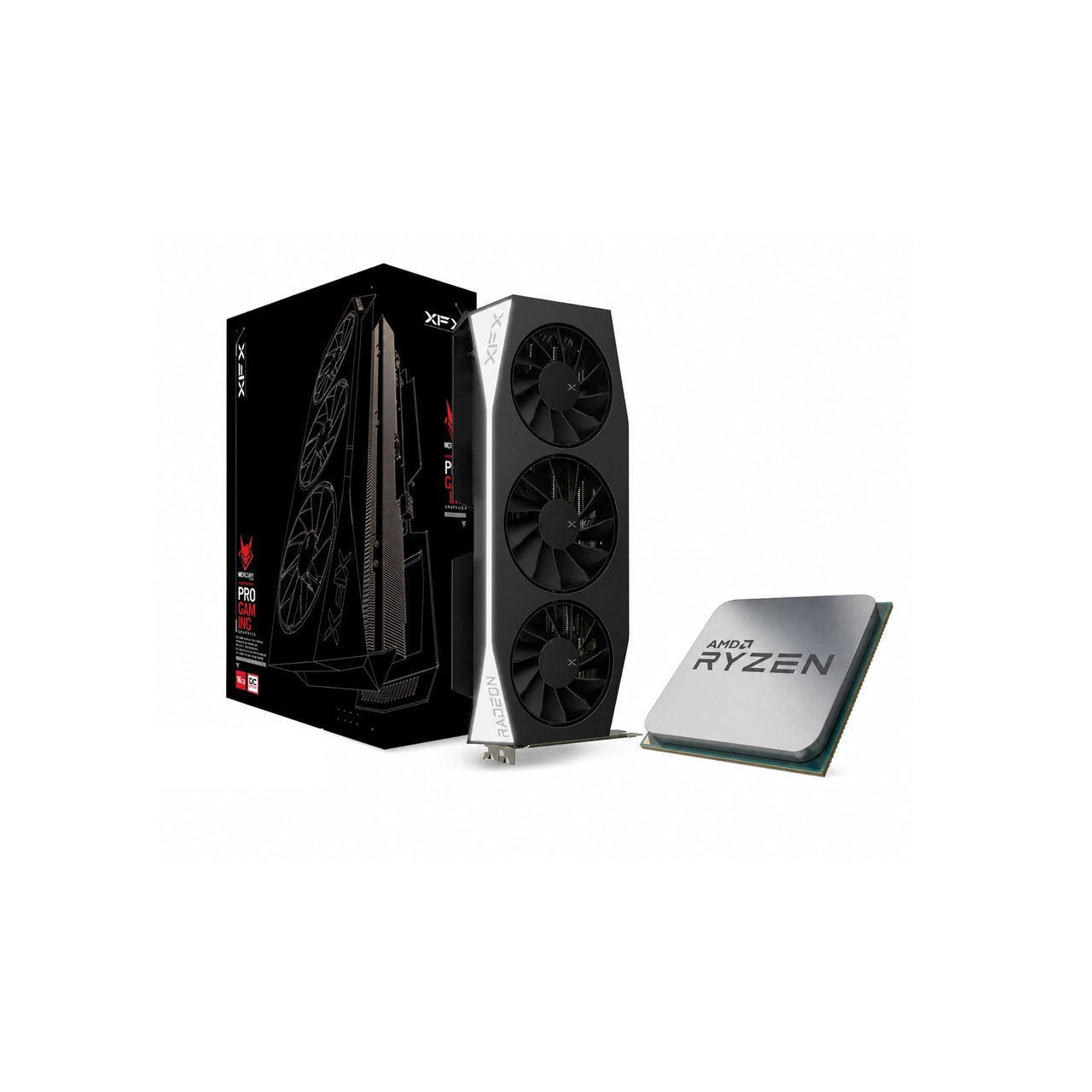 AMD Ryzen CPU packaging with on a white background