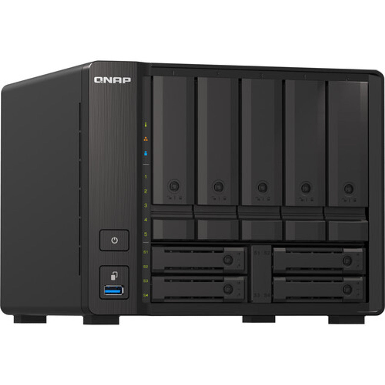 QNAP 9-bay Desktop NAS, AMD Ryzen V1500B 4C 8T 2.2GHz, 32GB DDR4 SODIMM, 2 x 2.5GbE, 1 x 10GBASE-T TS-H973AX-32G-US