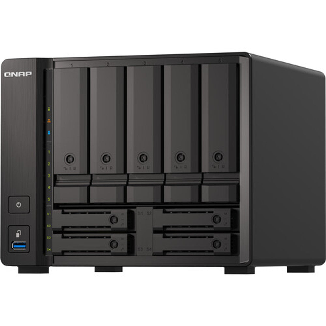 QNAP 9-bay Desktop NAS, AMD Ryzen V1500B 4C 8T 2.2GHz, 32GB DDR4 SODIMM, 2 x 2.5GbE, 1 x 10GBASE-T TS-H973AX-32G-US
