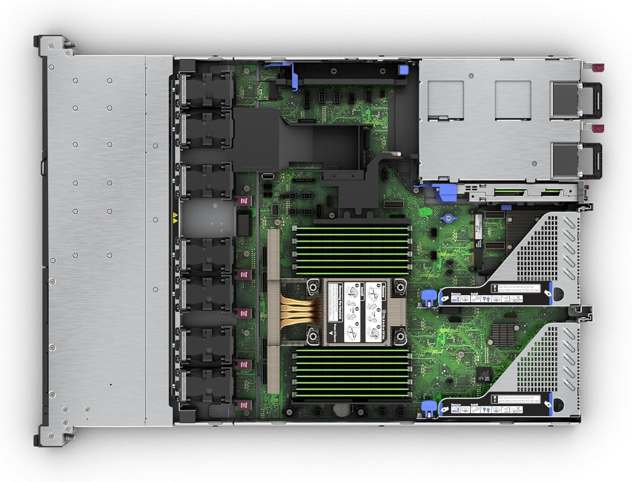 Dual 500W power supplies and HPE’s management and security tools ensure energy-efficient operation, reliability, and robust system protection.