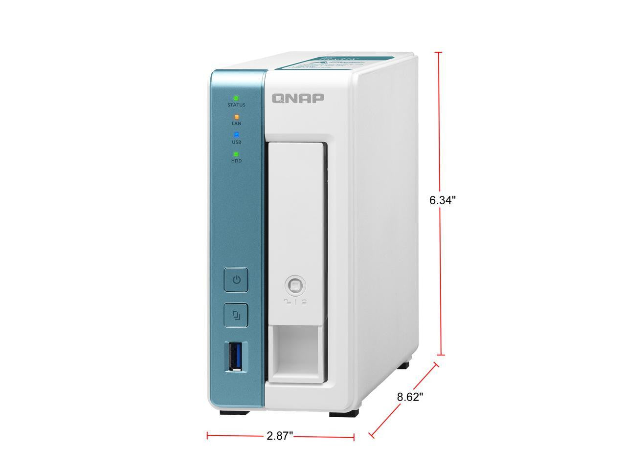 QNAP TS-131K-US 1-Bay Personal Cloud NAS for Backup and Data Sharing. Annapurna Labs 4-core 1.7GHz, 1GB RAM