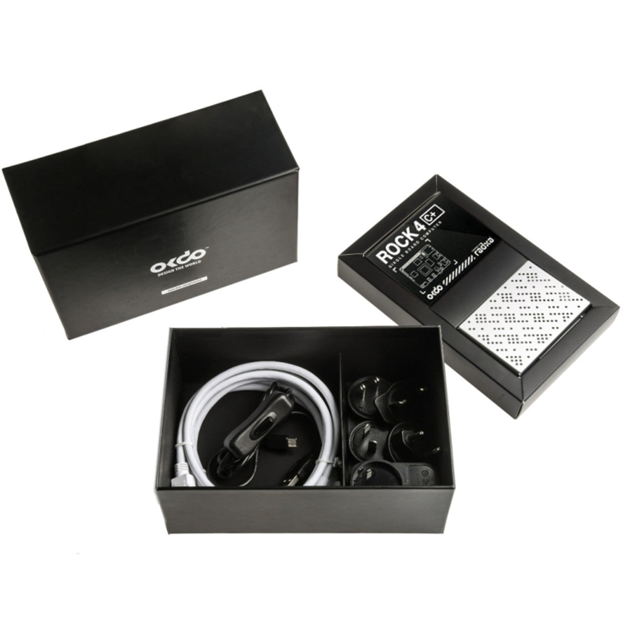 OKdo ROCK 4 Model C+ 4GB Single Board Computer Starter Kit with PSU, Case, Preloaded Linux OS, Heat Sink, Fan 230-6199