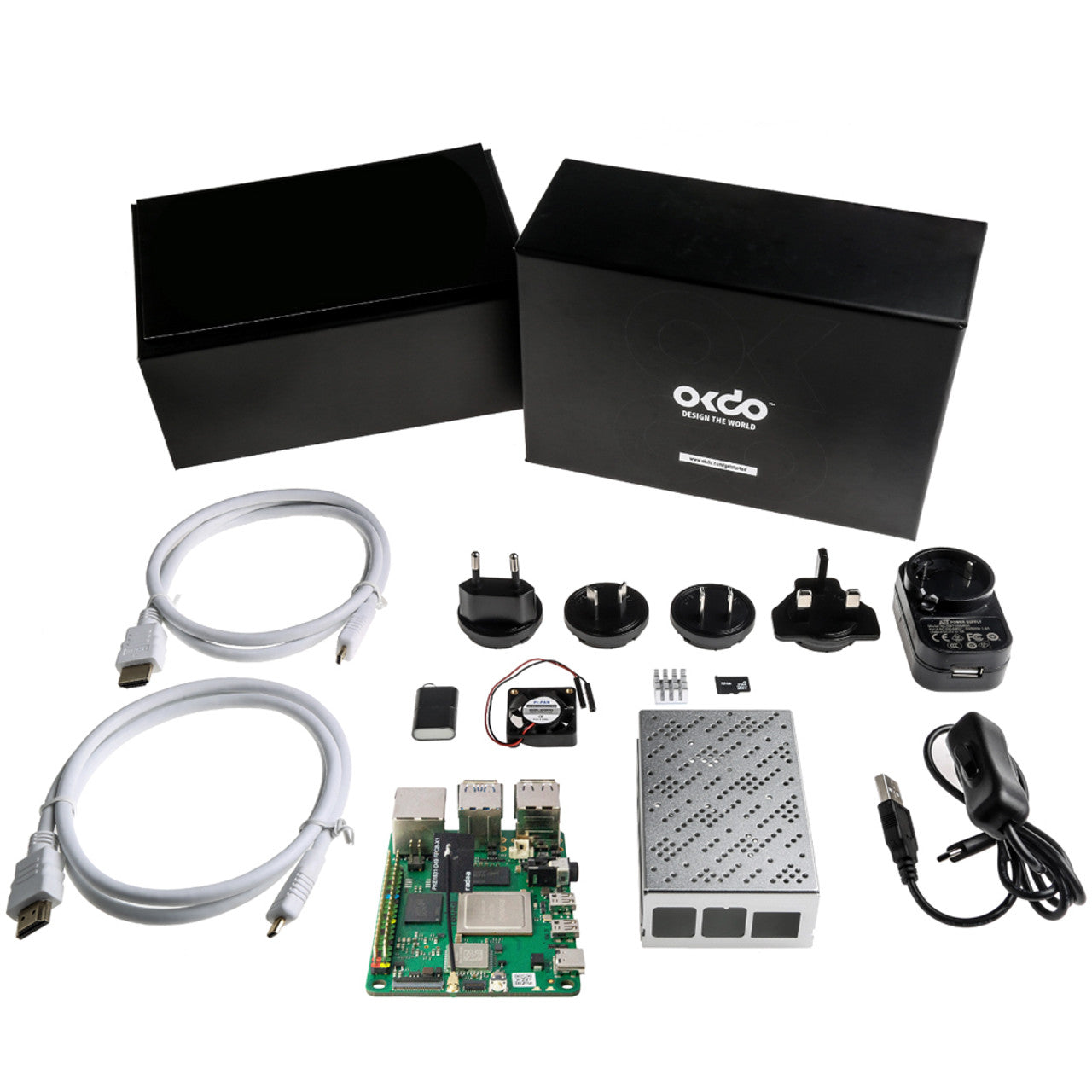 OKdo ROCK 4 Model C+ 4GB Single Board Computer Starter Kit with PSU, Case, Preloaded Linux OS, Heat Sink, Fan 230-6199