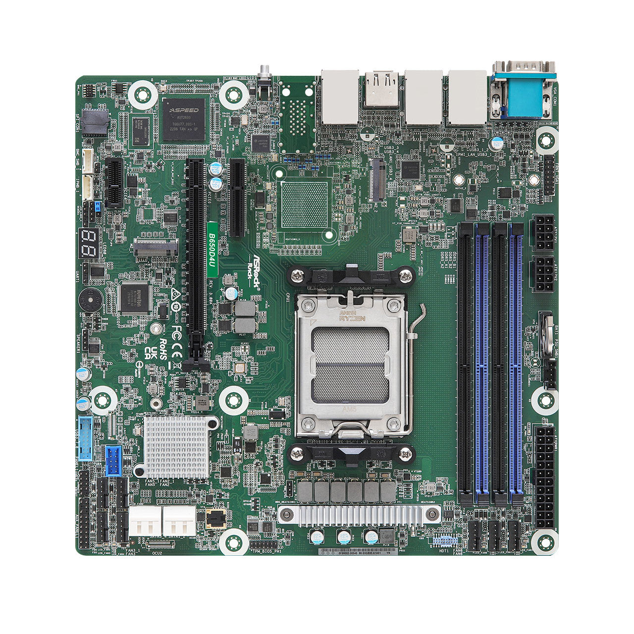 AsRock Rack B650D4U Micro-ATX Server Motherboard Single Socket AMD Ryzen 7000 series Processors (LGA 1718) B650E PCIe 5.0 Dual 1G Lan