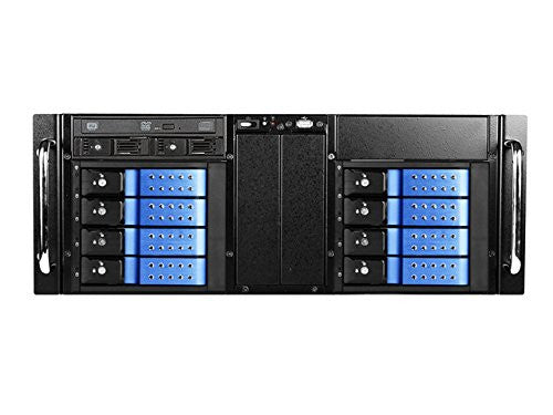 iStarUSA D410-DE8BL-225T 8-Bay Stylish Hot Swap Trayless Slim Odd Storage Server Rack Mount - Blue