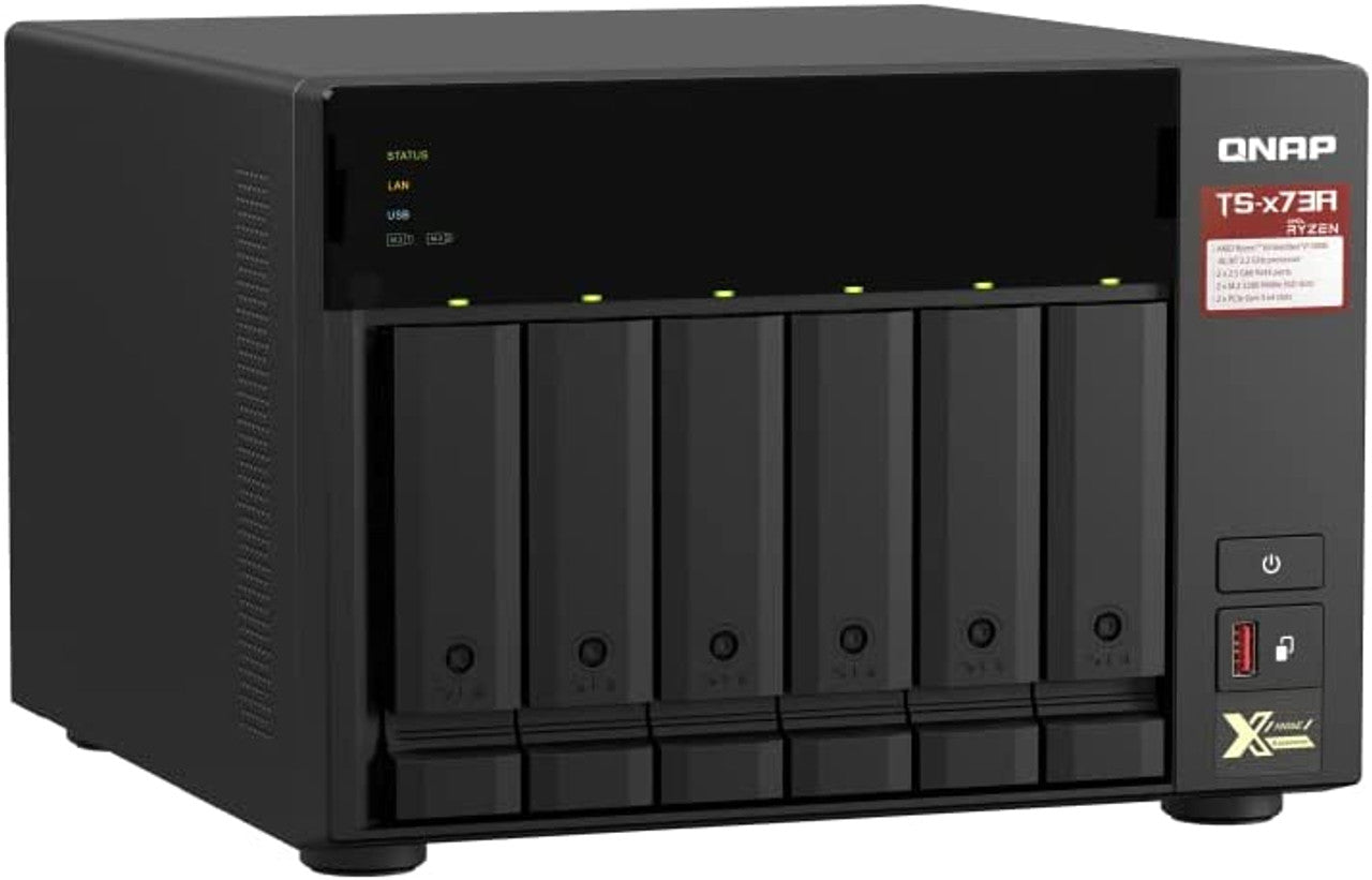 QNAP TS-673A 6-bay NAS/iSCSI IP-SAN, AMD Ryzen V1000 series V1500B 4C/8T 2.2 GHz, 8GB RAM, two 2.5GbE, 10G-ready