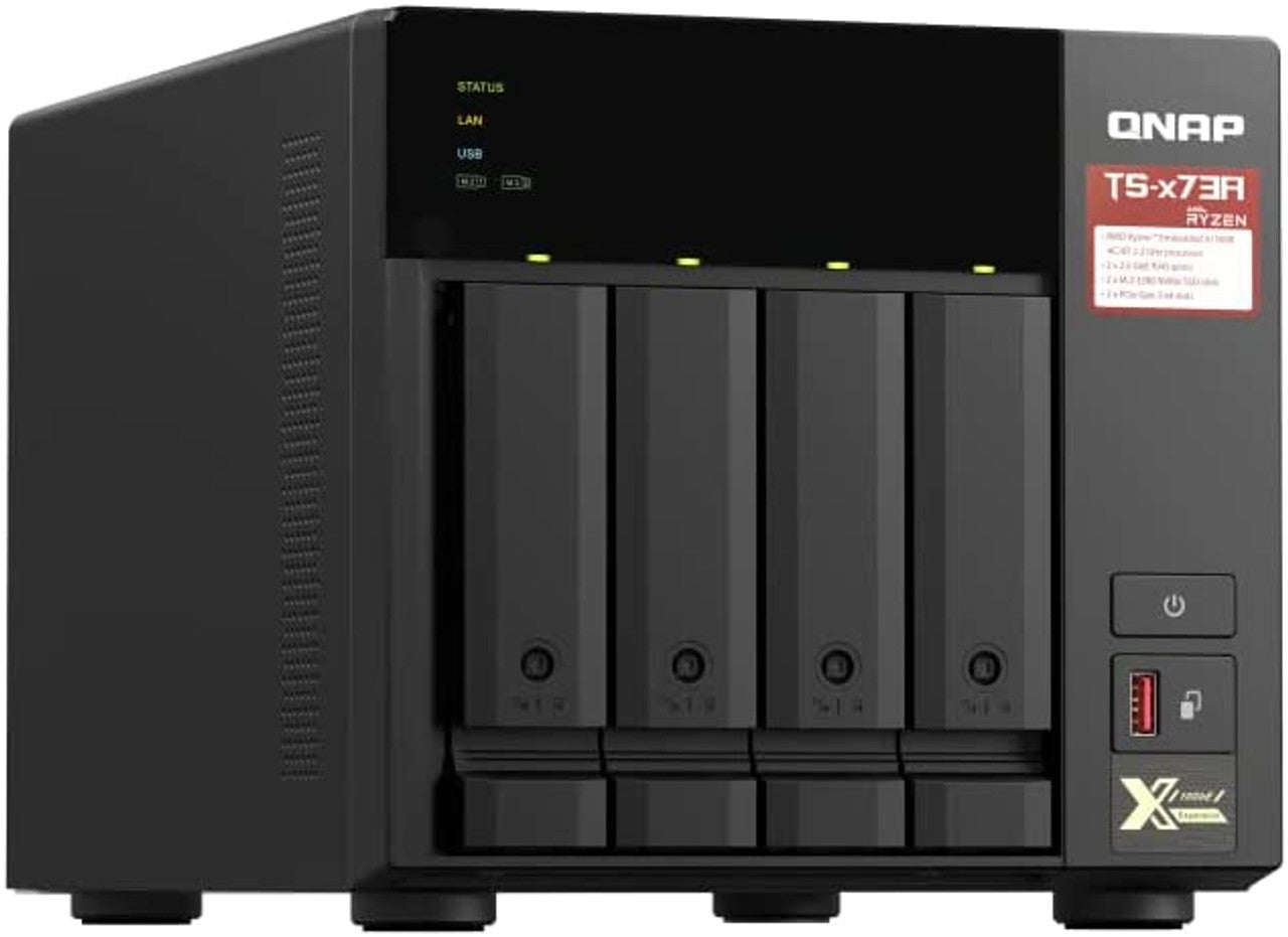 QNAP TS-473A 4-bay NAS/iSCSI IP-SAN, AMD Ryzen V1000 series V1500B 4C/8T 2.2 GHz, 8GB RAM, two 2.5GbE, 10G-ready TS-473A-8G-US