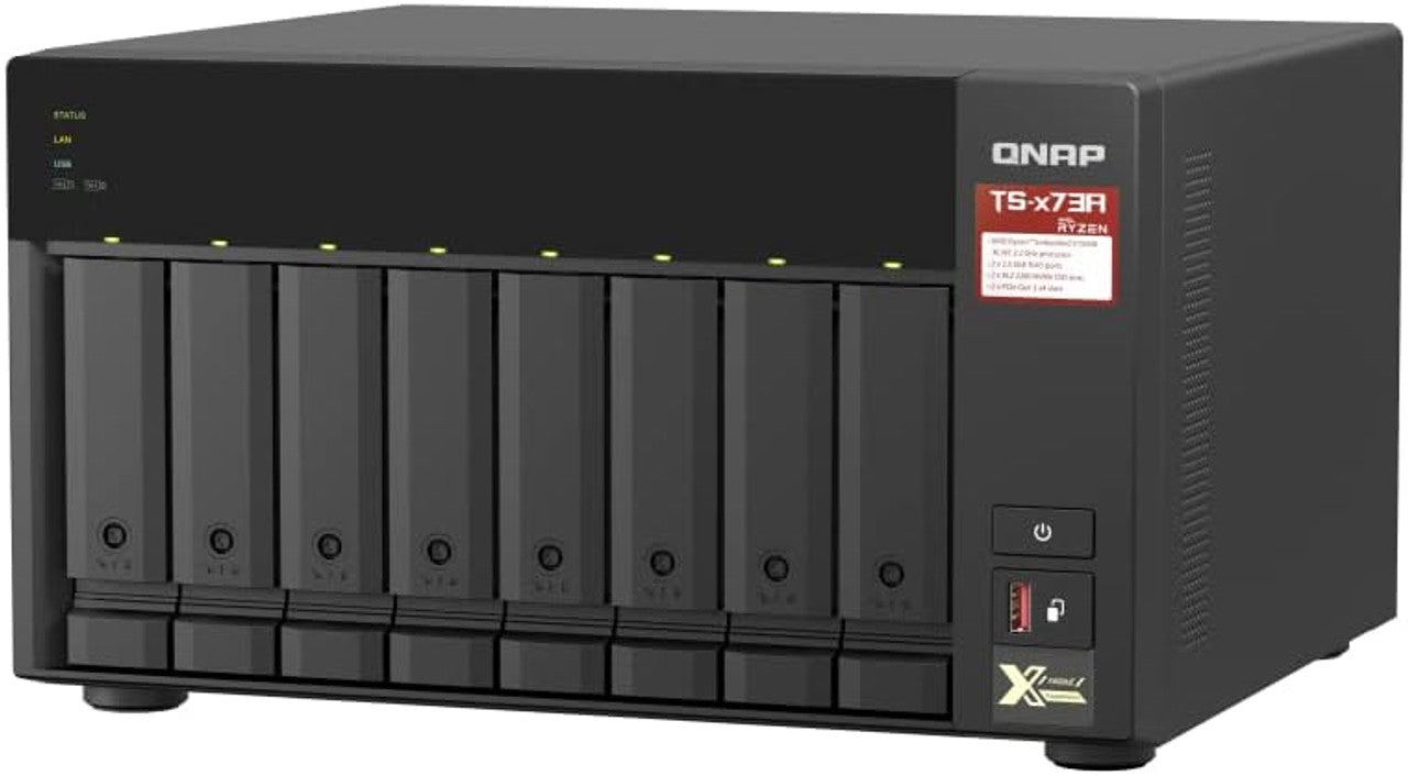 QNAP Desktop 8-bay NAS/iSCSI IP-SAN, AMD Ryzen V1500B 4C/8T 2.2 GHz, 8GB RAM, two 2.5GbE, 10G-ready TS-873A-8G-US