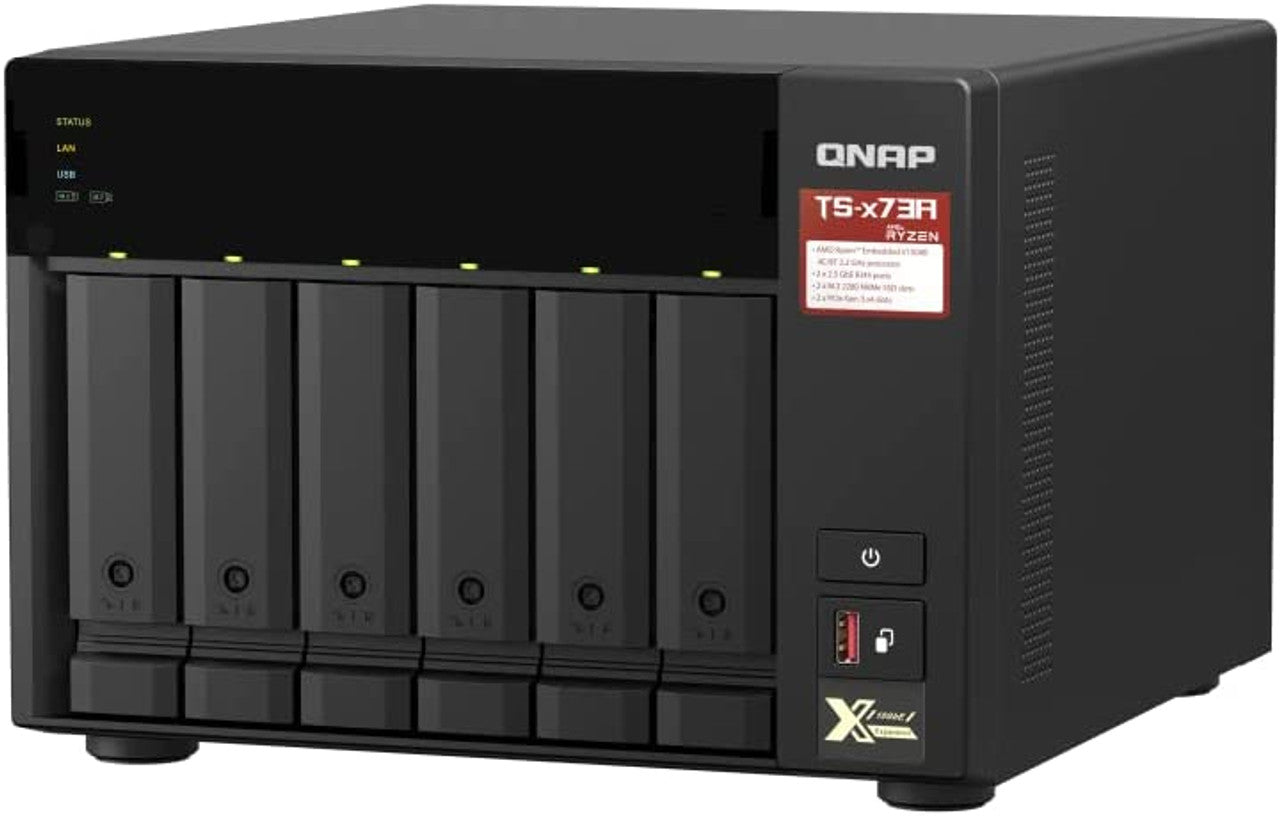 QNAP TS-673A 6-bay NAS/iSCSI IP-SAN, AMD Ryzen V1000 series V1500B 4C/8T 2.2 GHz, 8GB RAM, two 2.5GbE, 10G-ready