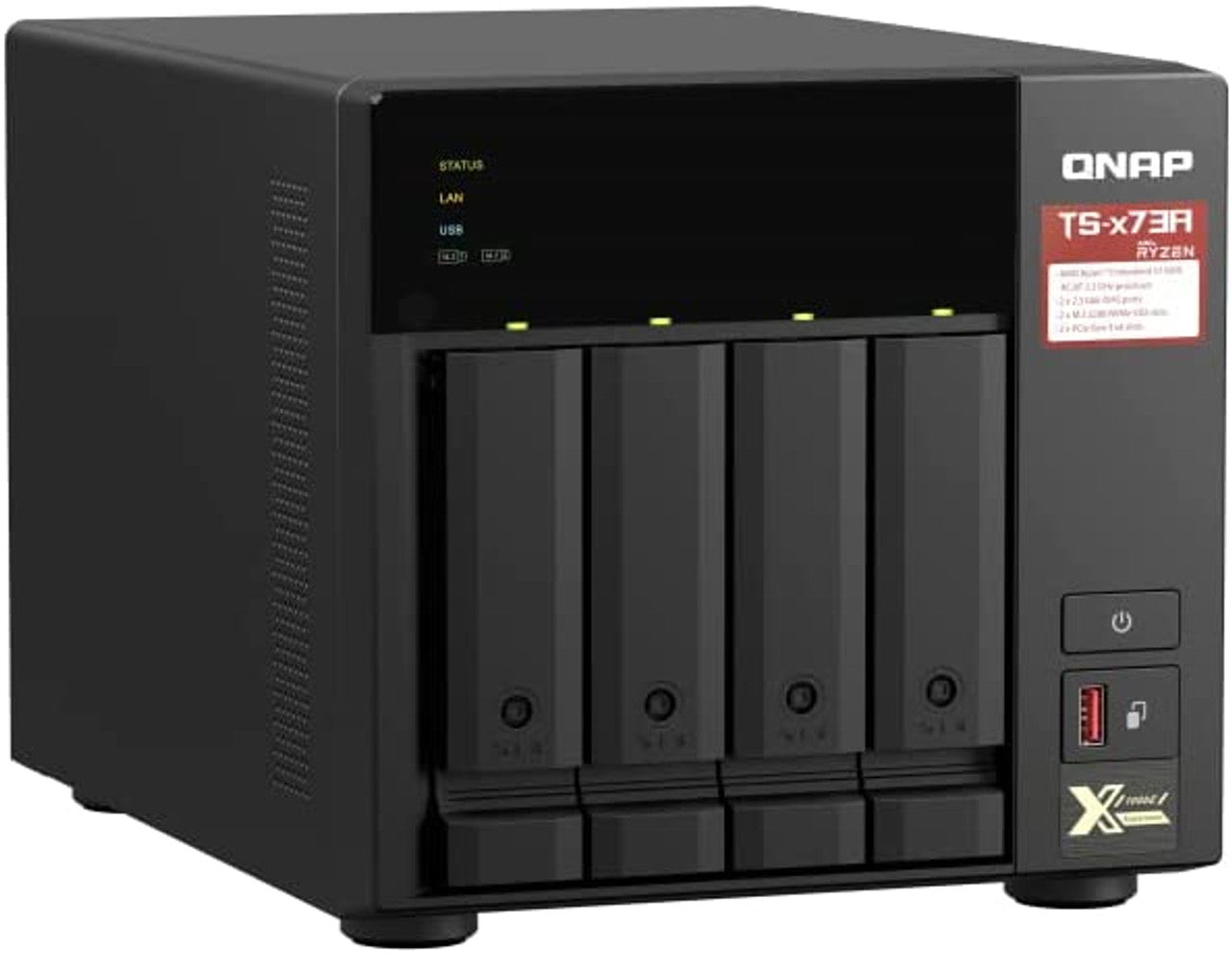 QNAP TS-473A 4-bay NAS/iSCSI IP-SAN, AMD Ryzen V1000 series V1500B 4C/8T 2.2 GHz, 8GB RAM, two 2.5GbE, 10G-ready TS-473A-8G-US