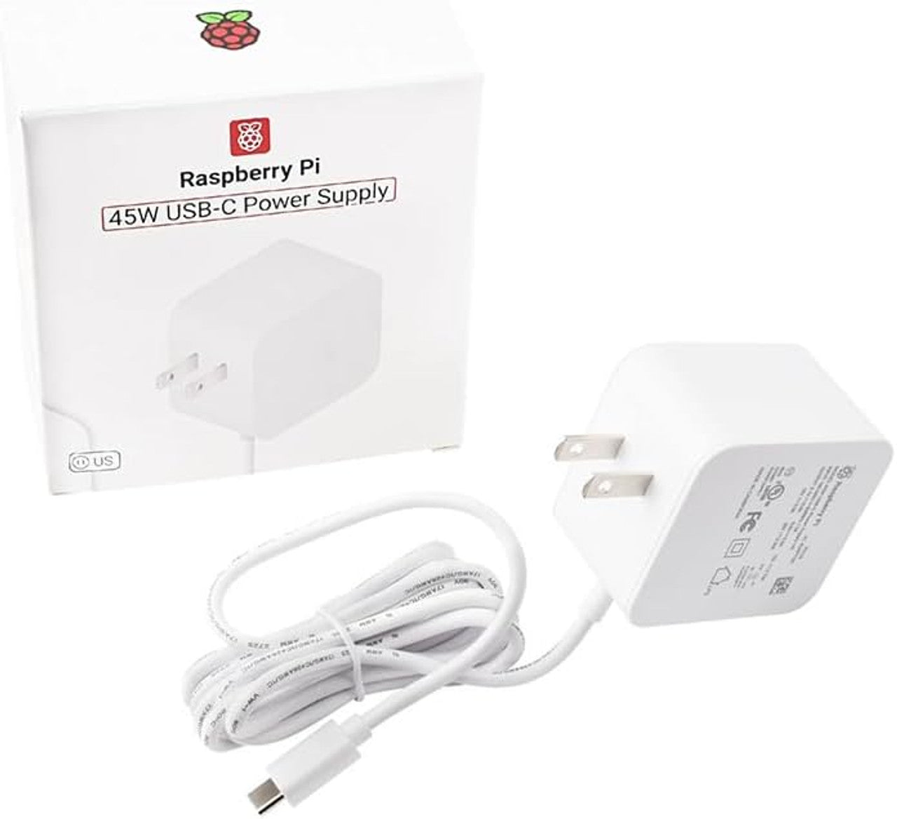 Raspberry Pi Accessories Power Adapter Pi5 Official, Original 45W USB-C Power Supply - White (US) SC1731