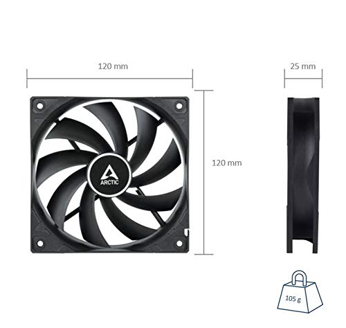 ARCTIC F12 PWM 120mm Case Fan, PWM Speed Control, 230–1350 RPM, Quiet Motor, Black, ACFAN00203A