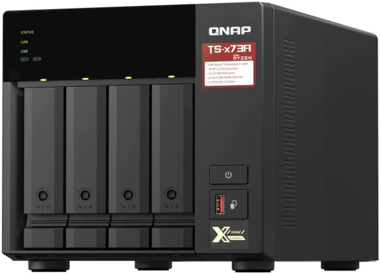 QNAP TS-473A 4-bay NAS/iSCSI IP-SAN, AMD Ryzen V1000 series V1500B 4C/8T 2.2 GHz, 8GB RAM, two 2.5GbE, 10G-ready TS-473A-8G-US