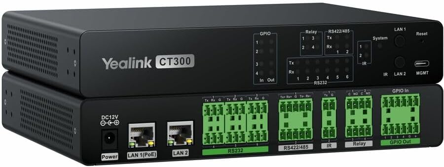 Yealink CT300 Advanced Room Device Navigator | Dual Network Ports | RS232/RS422/485 | GPIO & IR Control | Open API | 1303169
