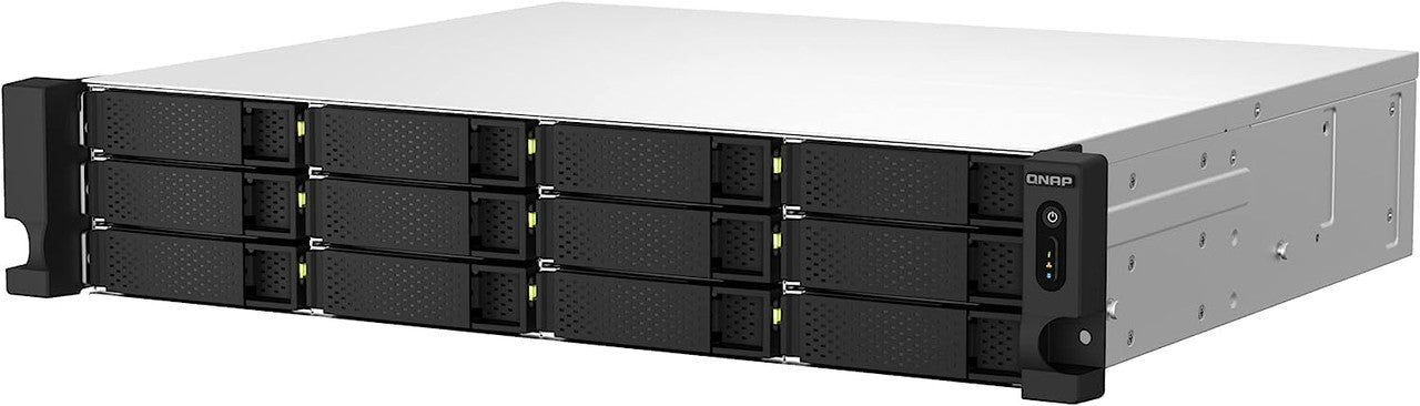 QNAP 2U 12-bay NAS/iSCSI IP-SAN, Intel Celeron 4C/4T, 8GB RAM On-Board, 2.5GbE LAN, Redundant PSU TS-1264U-RP-8G-US