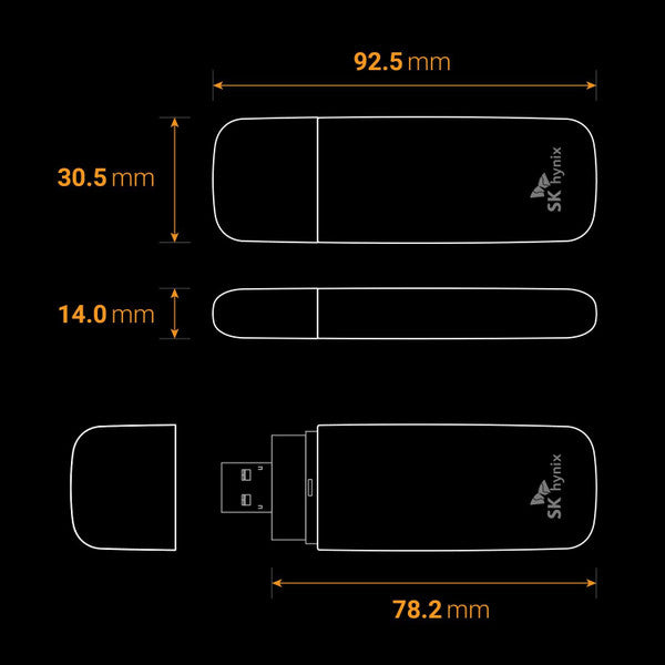 SK Hynix Tube T31 512GB Stick Type SSD with DRAM, up to 1000MB/s, USB-A 3.2, Compatible with PS5, Xbox SKHSU3-512G-R1GB00