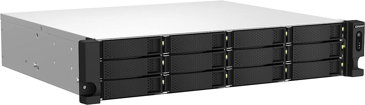 QNAP 2U 12-bay NAS/iSCSI IP-SAN, Intel Celeron 4C/4T, 8GB RAM On-Board, 2.5GbE LAN, Redundant PSU TS-1264U-RP-8G-US