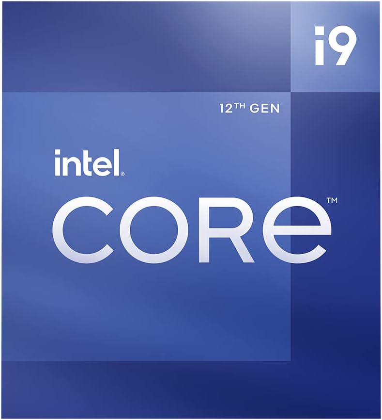 Intel Core i9 processor packaging on a blue background