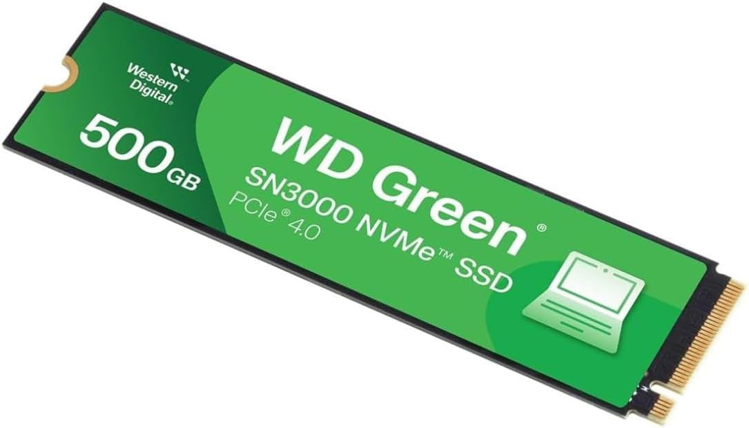 WD Green SN3000 500GB NVMe Gen4 PCIe, M.2 2280, Up to 5,000 MB/s