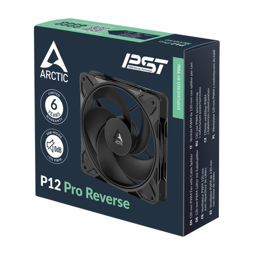 Arctic P12 Pro Reverse PWM 120mm 3000RPM 4-Pin Case Fan w/ Cable Splitter