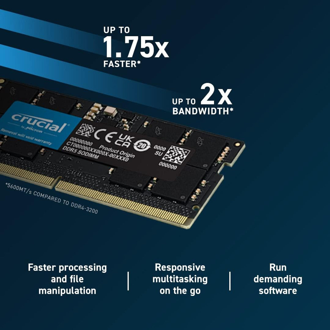 Crucial 32GB Kit (16GBx2) DDR5 5600 SODIMM Laptop Memory