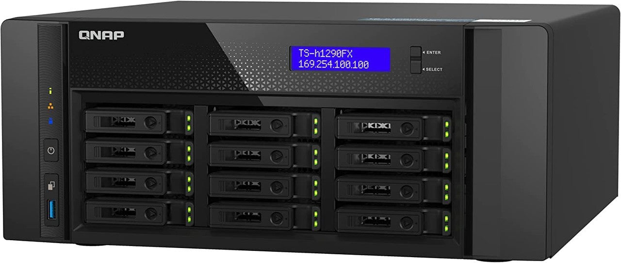QNAP 12-Bay all-flash desktop NAS, AMD EPYC 7232P , 12 x 2.5" U.2 NVMe/SATA SSD , 64GB ECC RAM TS-H1290FX-7232P-64G-US