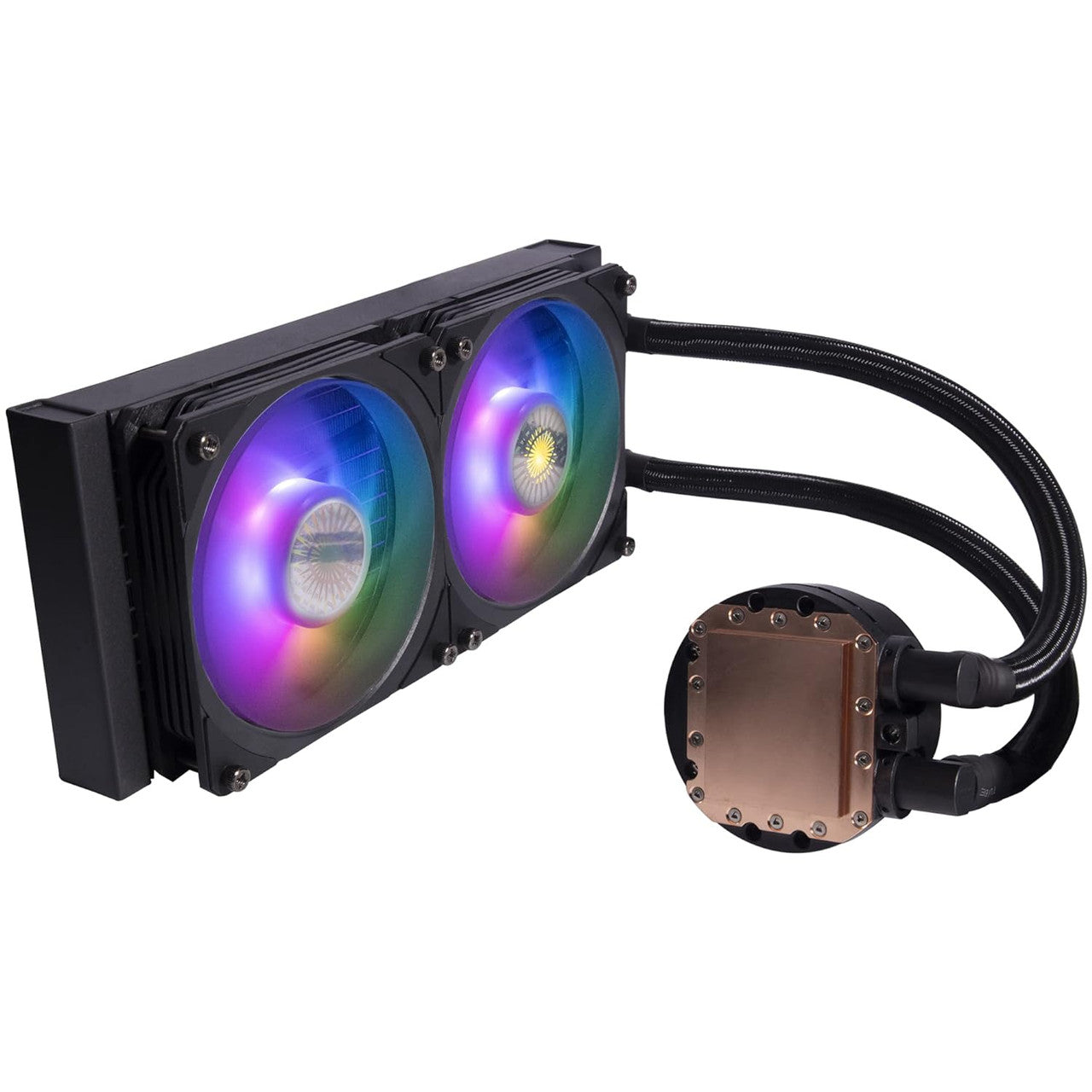 Cooler Master Master Liquid PL240 FLUX AIO CPU Liquid Cooler, Gen2 ARGB 240mm 120 PWM Fans (Black) MLY-D24M-A23PZ-R1