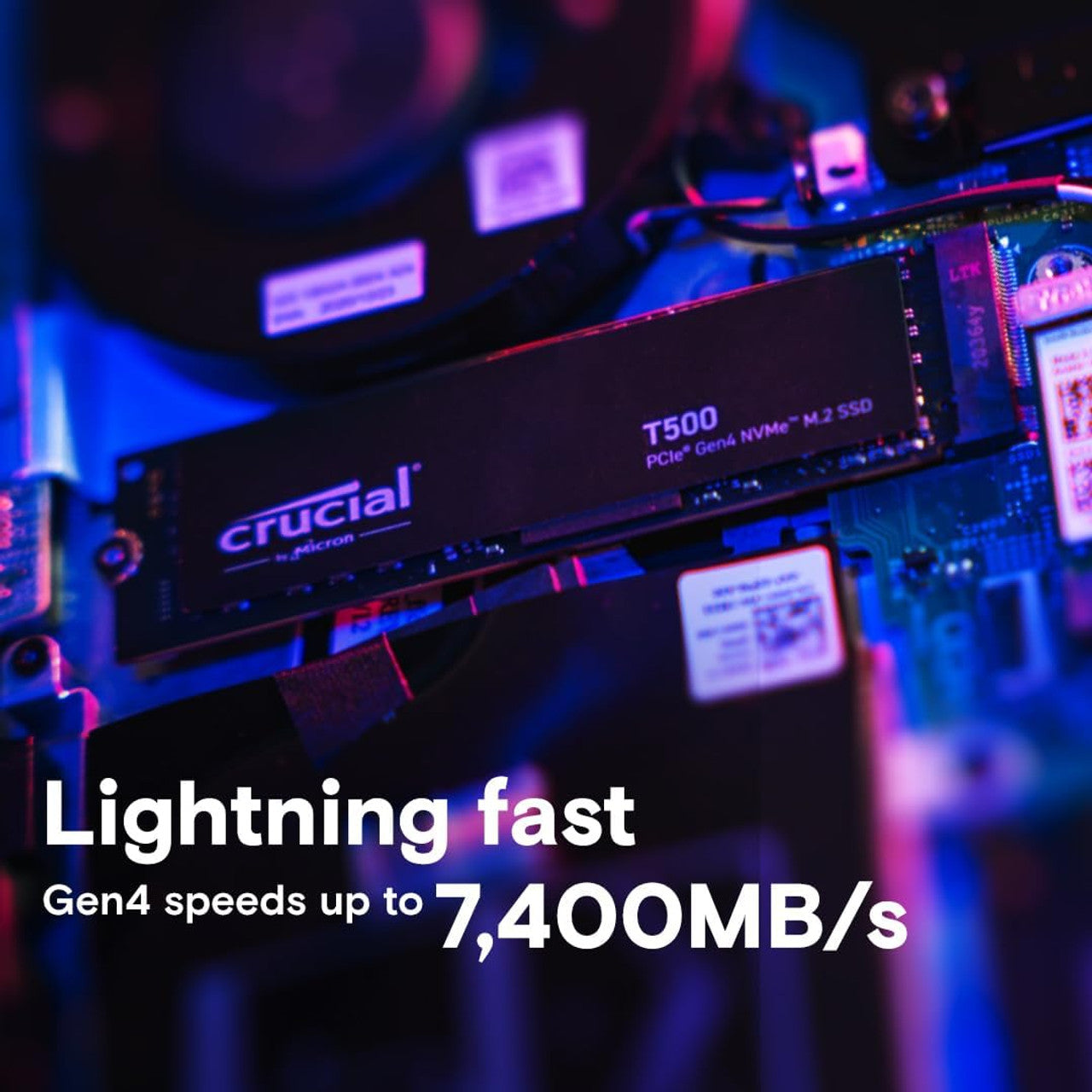 Crucial T500 2TB Gen4 NVMe M.2 Internal Gaming SSD, Up to 7300MB/s, Laptop & Desktop Compatible CT2000T500SSD8