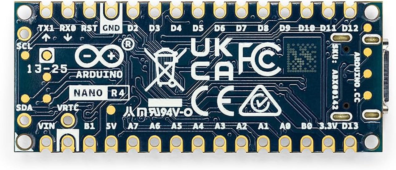 Arduino Nano R4 without headers, RA4M1 Microcontroller Board, Qwiic Connector, Programmable RGB LED ABX00142
