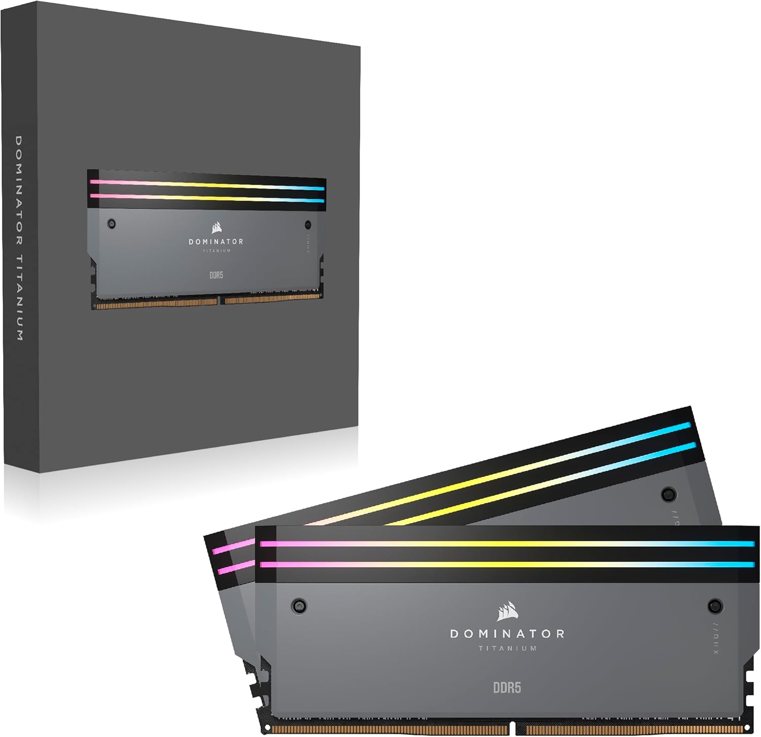 Corsair DOMINATOR TITANIUM RGB DDR5 32GB (2x16GB) 6000MHz CL30 Desktop Memory | AMD EXPO & Intel XMP | iCUE Compatible | Gray | CMP32GX5M2B6000Z30