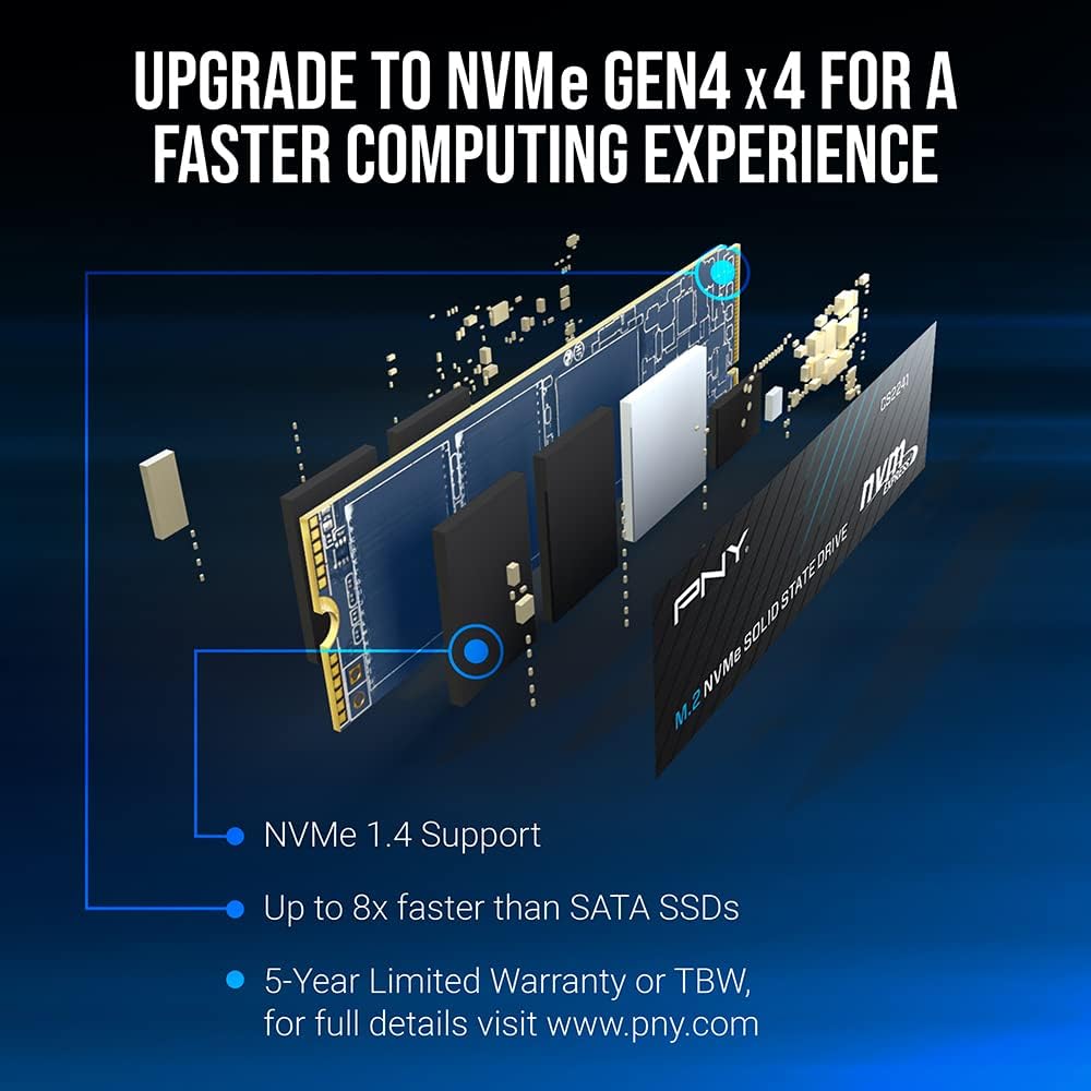 PNY CS2241 500GB M.2 NVMe Gen4 x4 ,up to 4,700MB/S Internal Solid State Drive - M280CS2241-500-RB