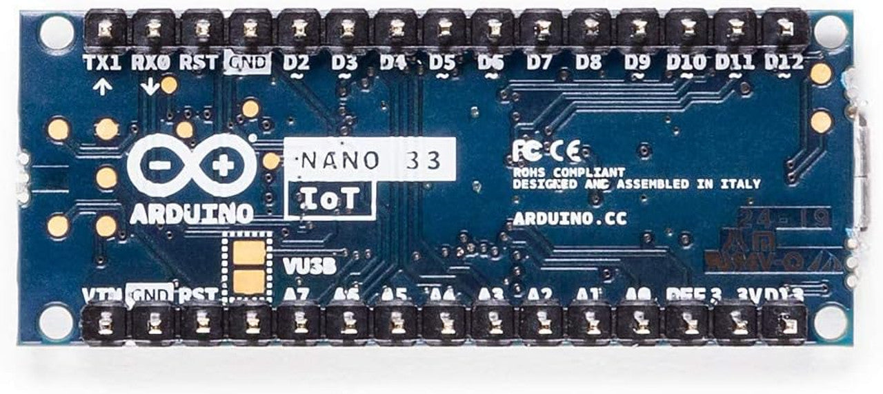 Arduino Nano 33 IoT 32bit, 32KB RAM, 256KB Flash, 14 I/O pins with Headers ABX00032