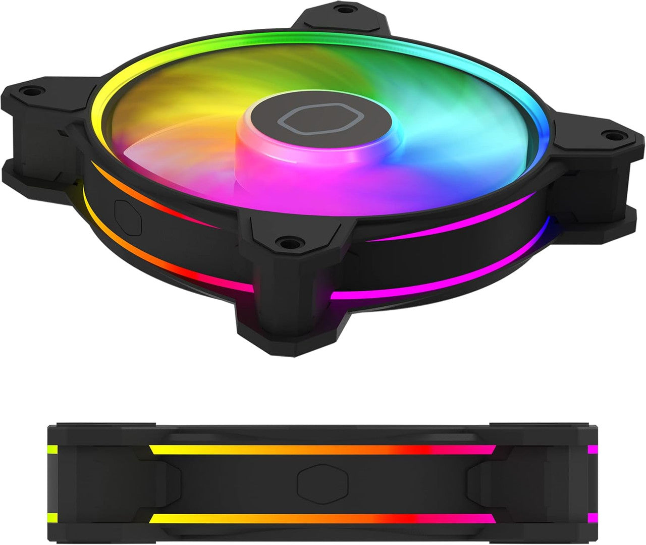 Cooler Master MasterFan MF120 HaloFan, Duo-Ring ARGB Gen2 LED 120mm Hybrid Frame Case fan, Liquid-Black MFL-B2DN-21NP2-R2