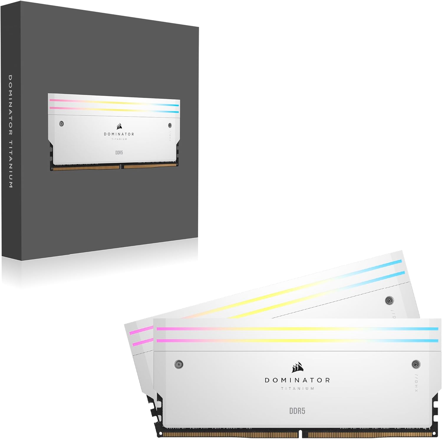 Corsair DOMINATOR TITANIUM RGB DDR5 32GB (2x16GB) 6000MHz CL30 Desktop Memory | AMD EXPO & Intel XMP | iCUE Compatible | White | CMP32GX5M2B6000Z30W