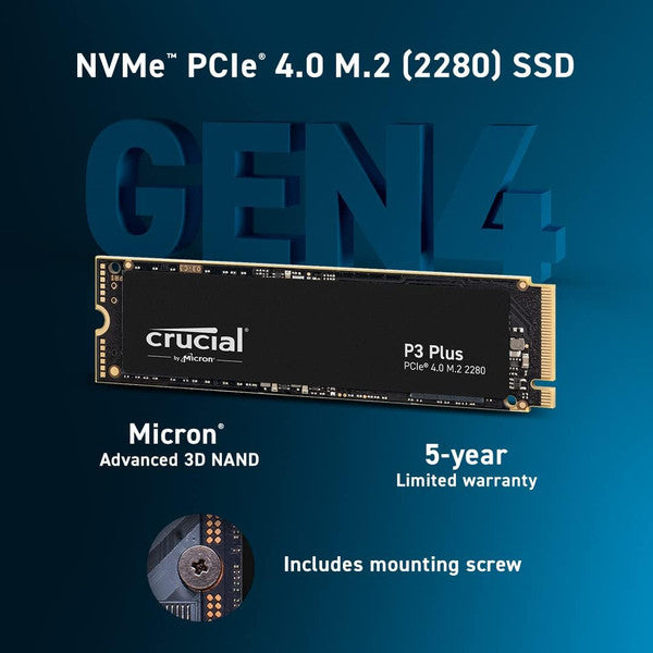 Crucial P3 Plus 2TB PCIe Gen4 NVMe M.2 SSD | 5,000MB/s