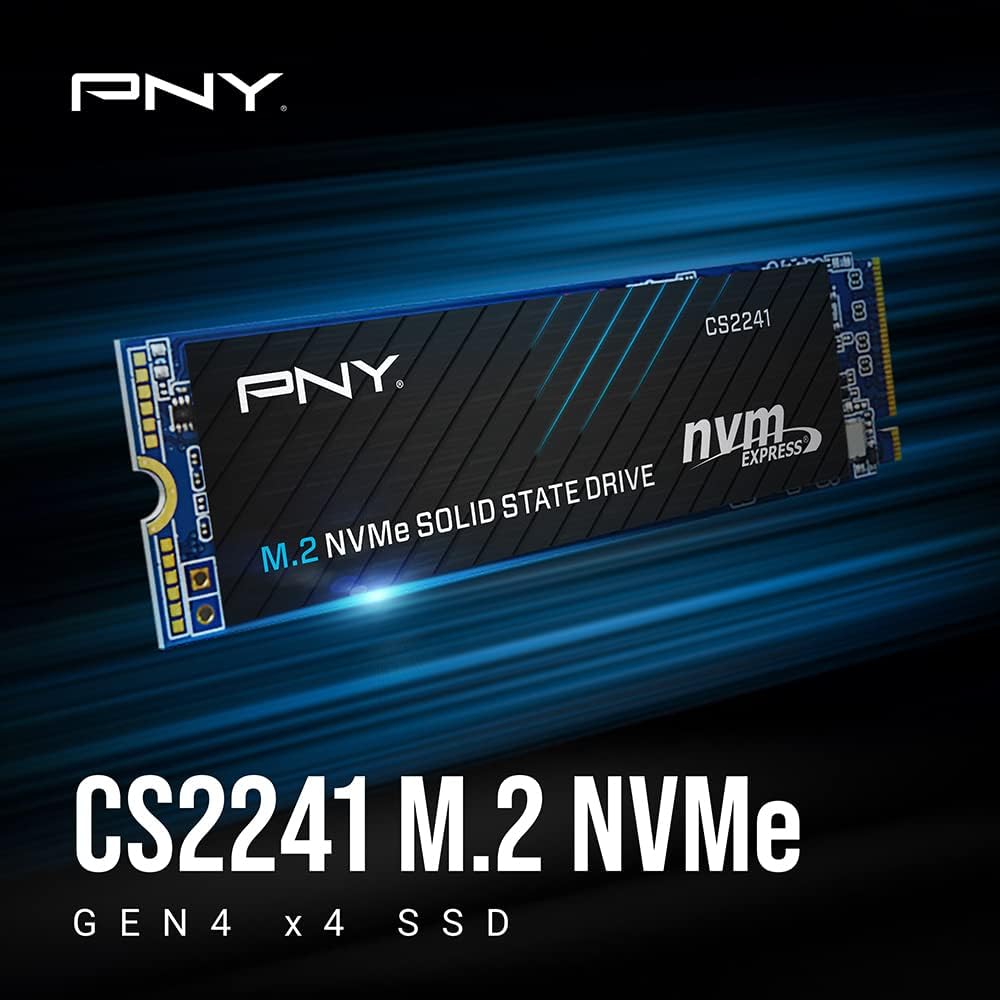 PNY CS2241 500GB M.2 NVMe Gen4 x4 ,up to 4,700MB/S Internal Solid State Drive - M280CS2241-500-RB