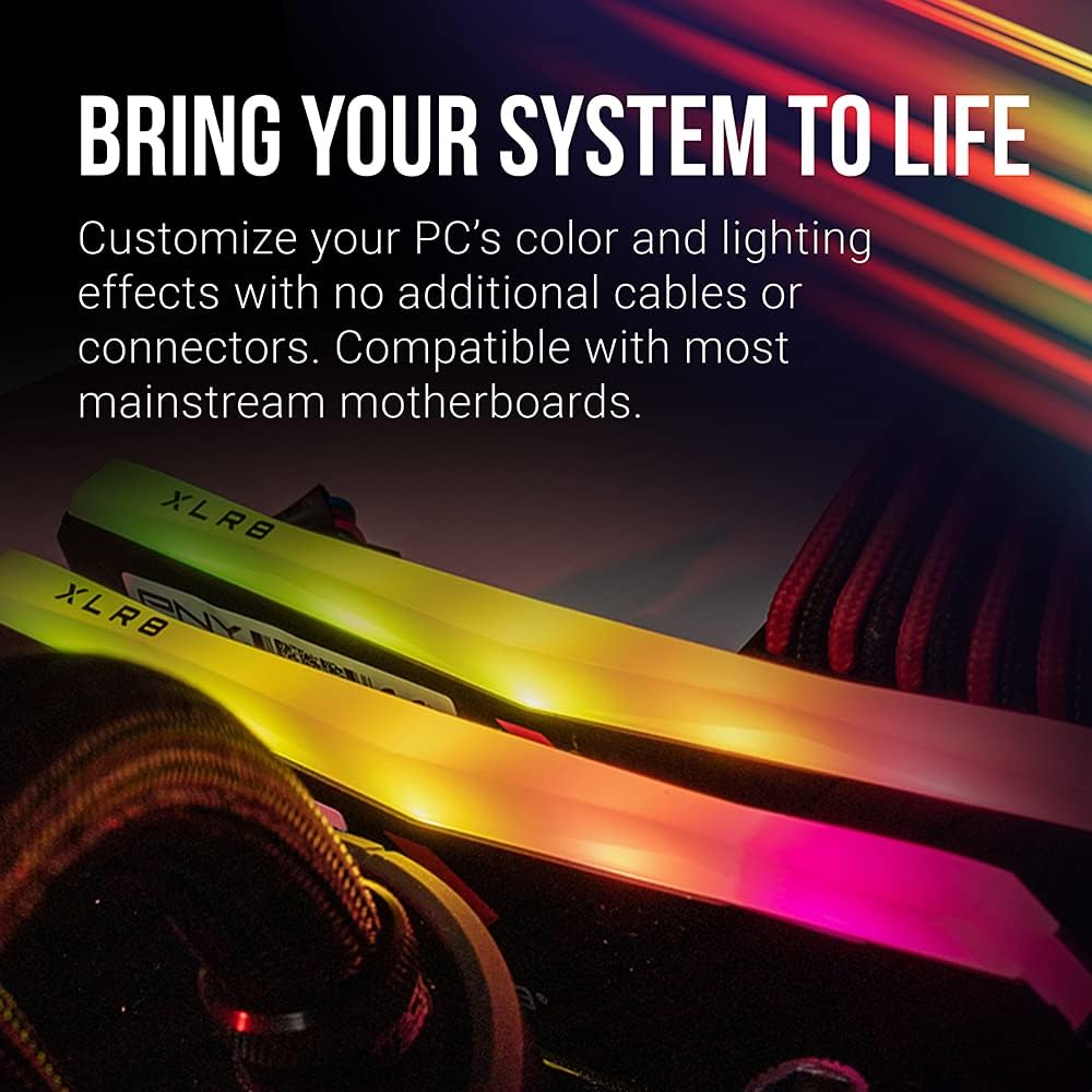 PNY XLR8  RGB Gaming 32GB (2x16GB) DDR4 DRAM 3200MHz (PC4-25600) CL16 1.35V Desktop Memory - MD32GK2D4320016XRGB