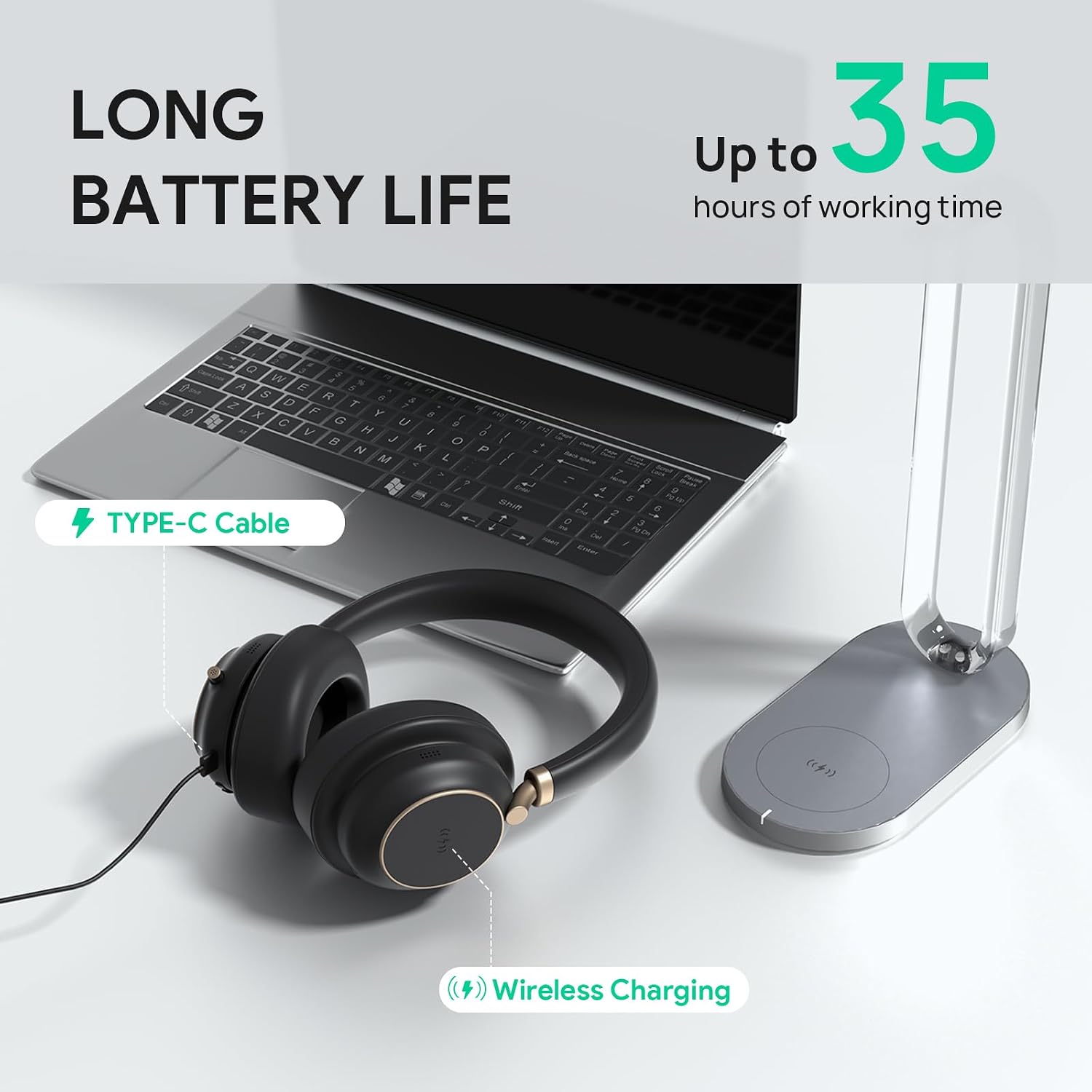 Yealink BH76 Plus Teams Wireless Bluetooth Headset | Stereo | USB-C/A | Noise Cancelling Mic | 1208707