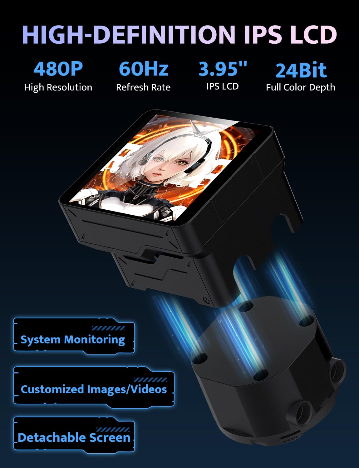 darkFlash DF-DV360M-BK MAX | 360mm AIO Liquid CPU Cooler | 3.95" LCD | Black