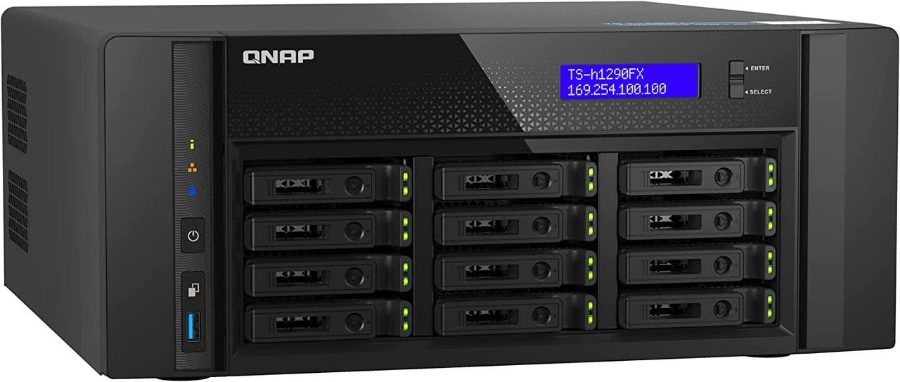 QNAP 12-Bay all-flash desktop NAS, AMD EPYC 7232P , 12 x 2.5" U.2 NVMe/SATA SSD , 64GB ECC RAM TS-H1290FX-7232P-64G-US