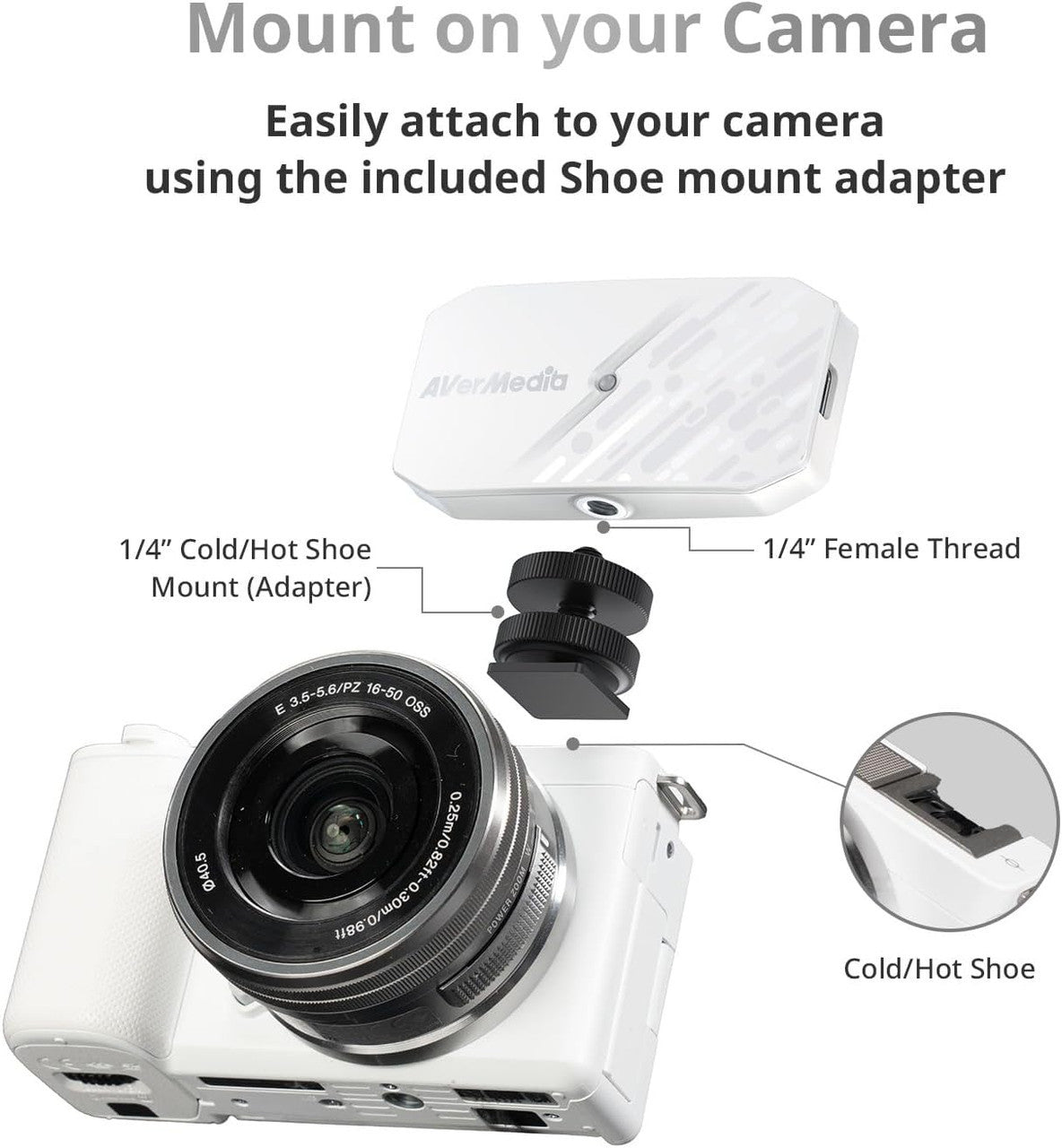 AVerMedia CamStream 4K White 4K60 HDMI Capture Card-DSLR, Camcorder, Action Camera, Low Latency for Streaming & VC BU113G2