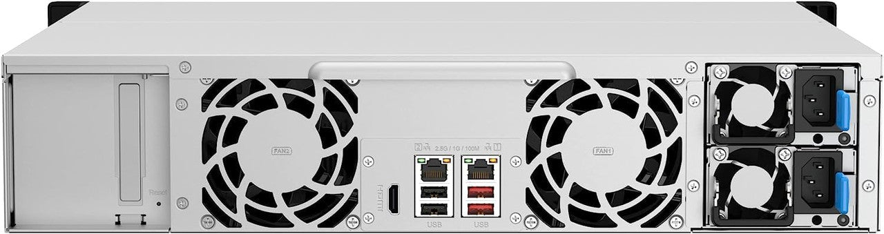 QNAP 2U 12-bay NAS/iSCSI IP-SAN, Intel Celeron 4C/4T, 8GB RAM On-Board, 2.5GbE LAN, Redundant PSU TS-1264U-RP-8G-US