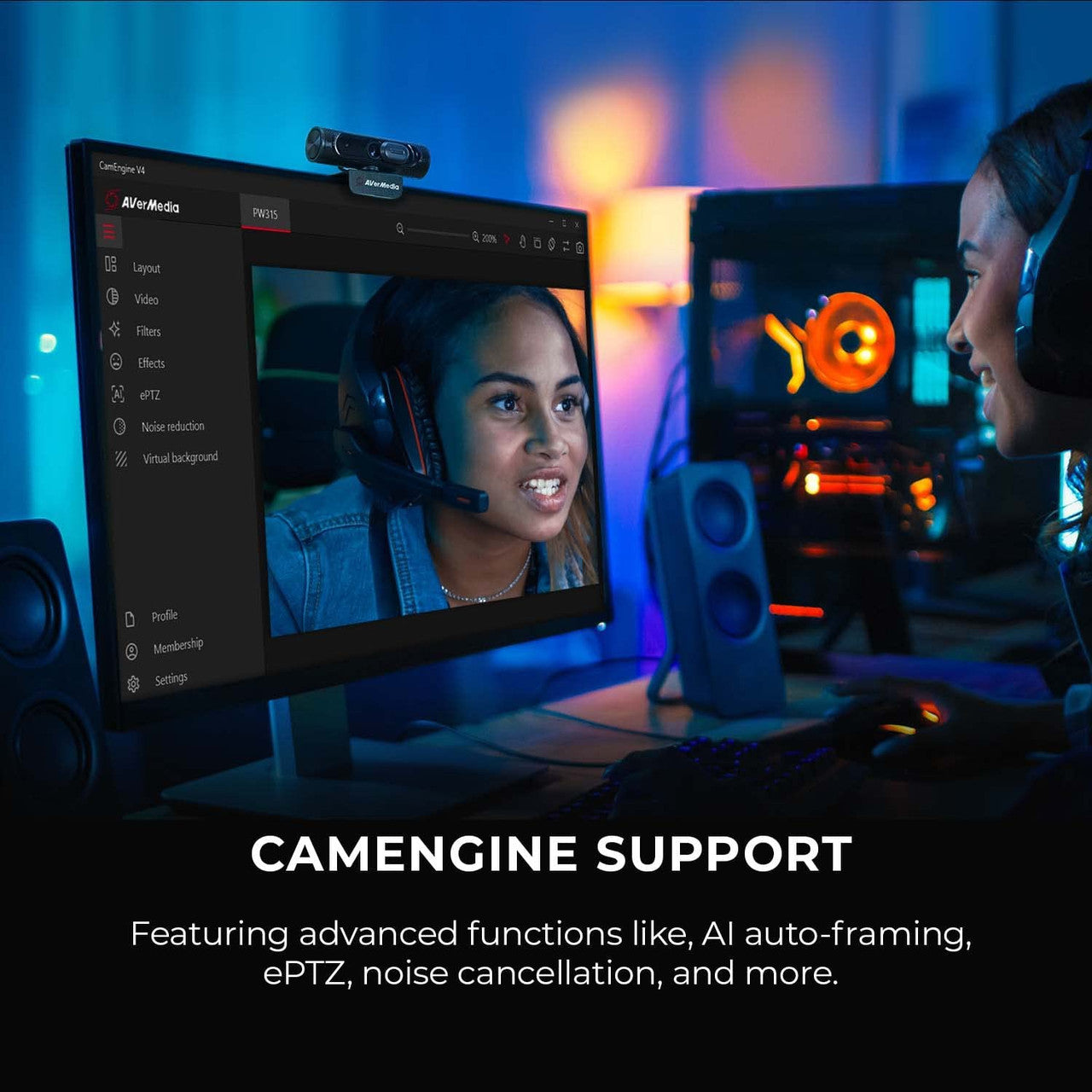 AVerMedia PW315 Full HD 1080p 60fps Webcam, CamEngine and 3rd Party Software Support