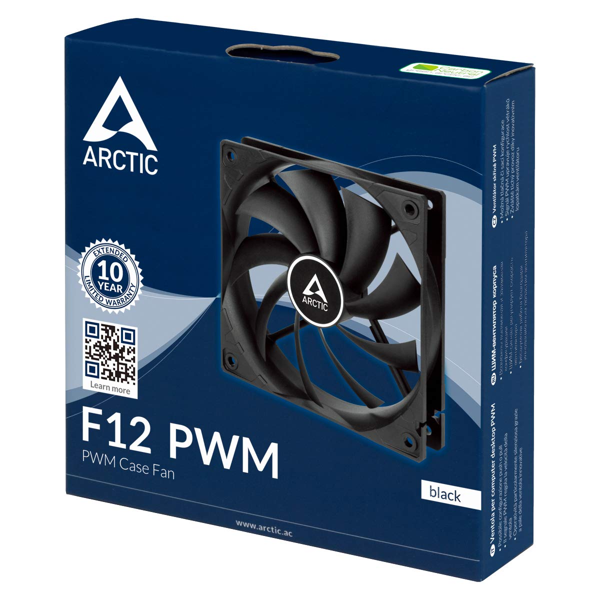 ARCTIC F12 PWM 120mm Case Fan, PWM Speed Control, 230–1350 RPM, Quiet Motor, Black, ACFAN00203A