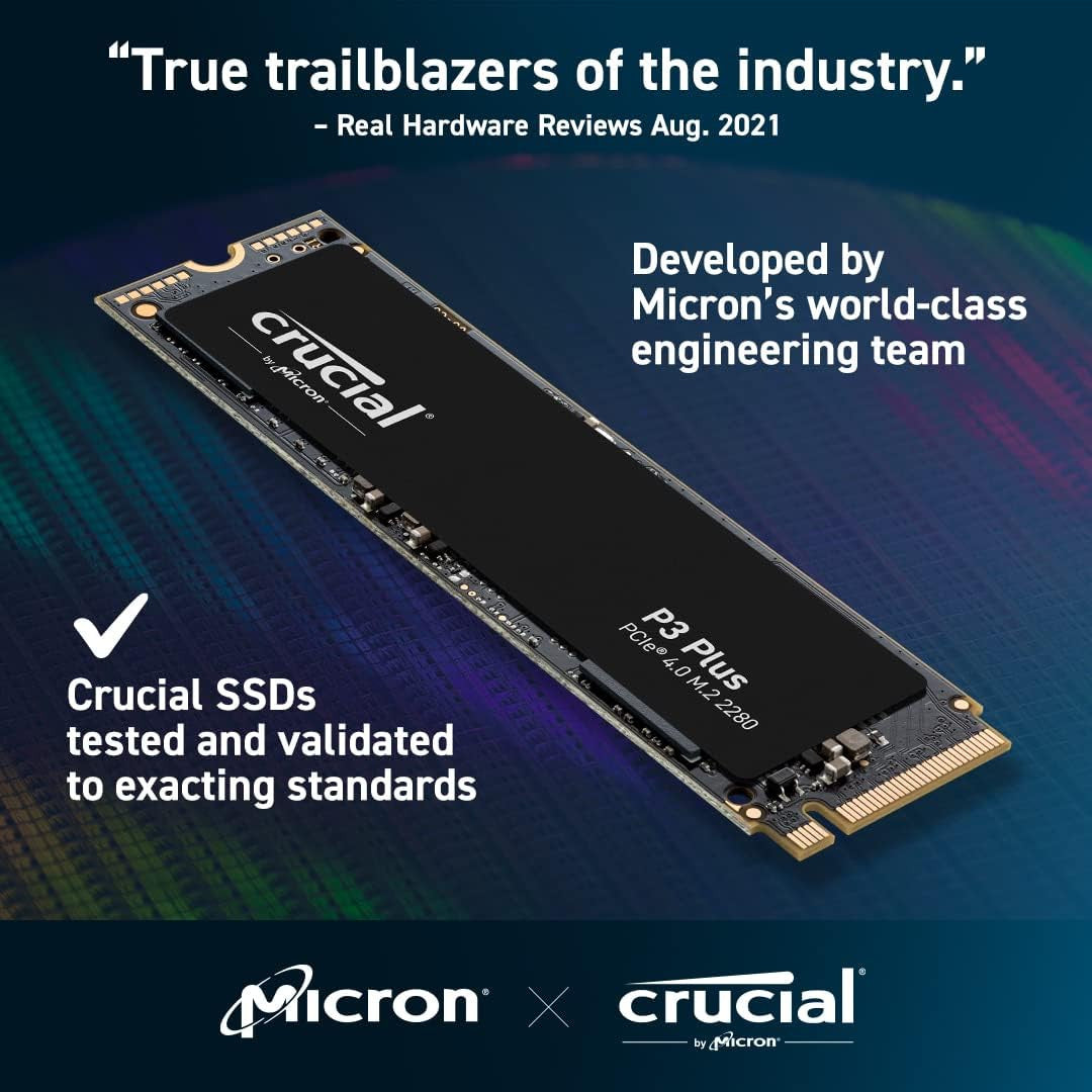 Crucial P3 Plus 1TB PCIe Gen4 3D NAND NVMe M.2 SSD, up to 5000MB/s CT1000P3PSSD8