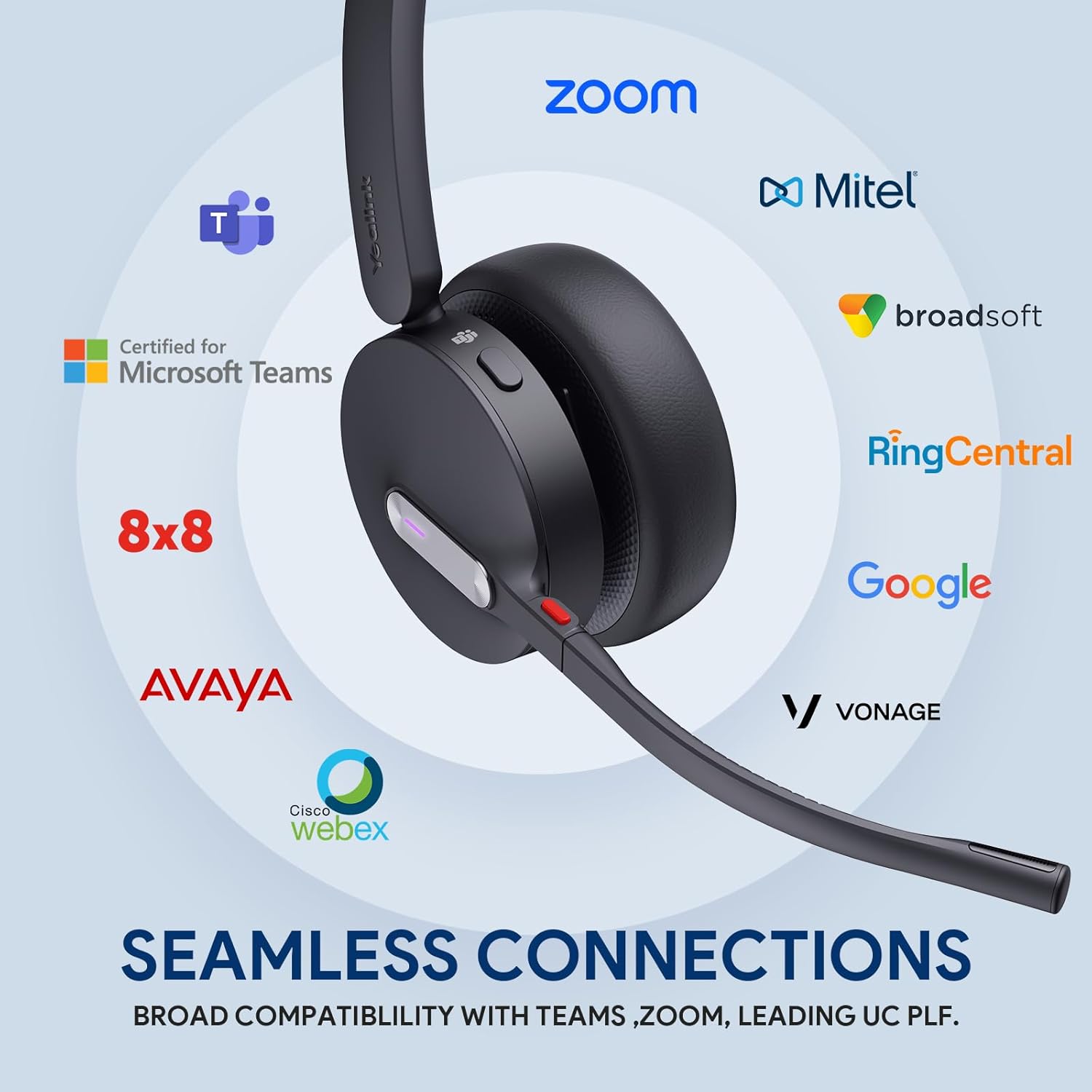 Yealink WH64 Hybrid Dual Teams Headset | Hybrid DECT & Bluetooth | Noise Reduction | USB | 1208685
