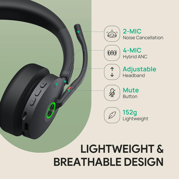 Yealink BH74 Teams Bluetooth Headset with Mic for Work, 32h Talking, Microsoft Teams Certified, USB-C/A 1208678