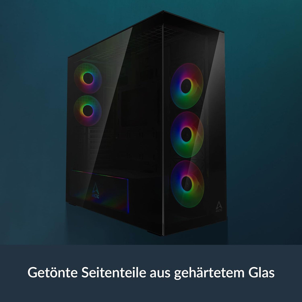 Arctic Xtender PC Case-Mid Tower-Tempered Glass Panel-Included A-RGB Fans (Black) ACPCC00015A