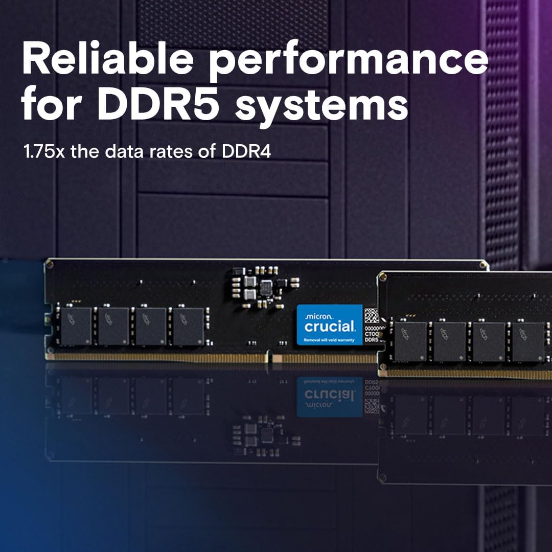 Crucial RAM 8GB DDR5 5600MHz (5200MHz or 4800MHz) UDIMM - CT8G56C46U5